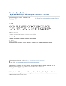 high frequency sound devices lack efficacy in repelling birds
