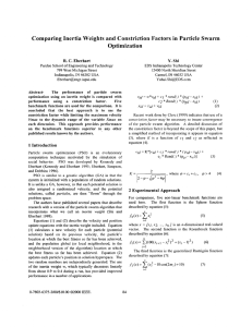 Comparing inertia weights and constriction factors in particle swarm