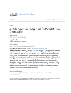 A Multi-Agent Based Approach for Particle Swarm Optimization