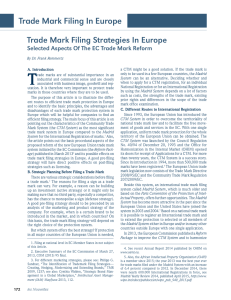 Trade Mark Filing Strategies In EuropeSelected Aspects Of The EC