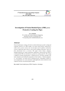 Investigation of Fusion Bonded Epoxy (FBE), as a Protective Coating