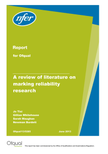 A review of literature on marking reliability