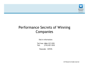 Performance Secrets of Winning Companies