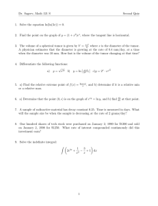 Dr. Sageev, Math 121 S Second Quiz Solve the equation ln(ln(3x