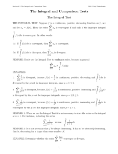 Section 8.3 The Integral and Comparison Tests