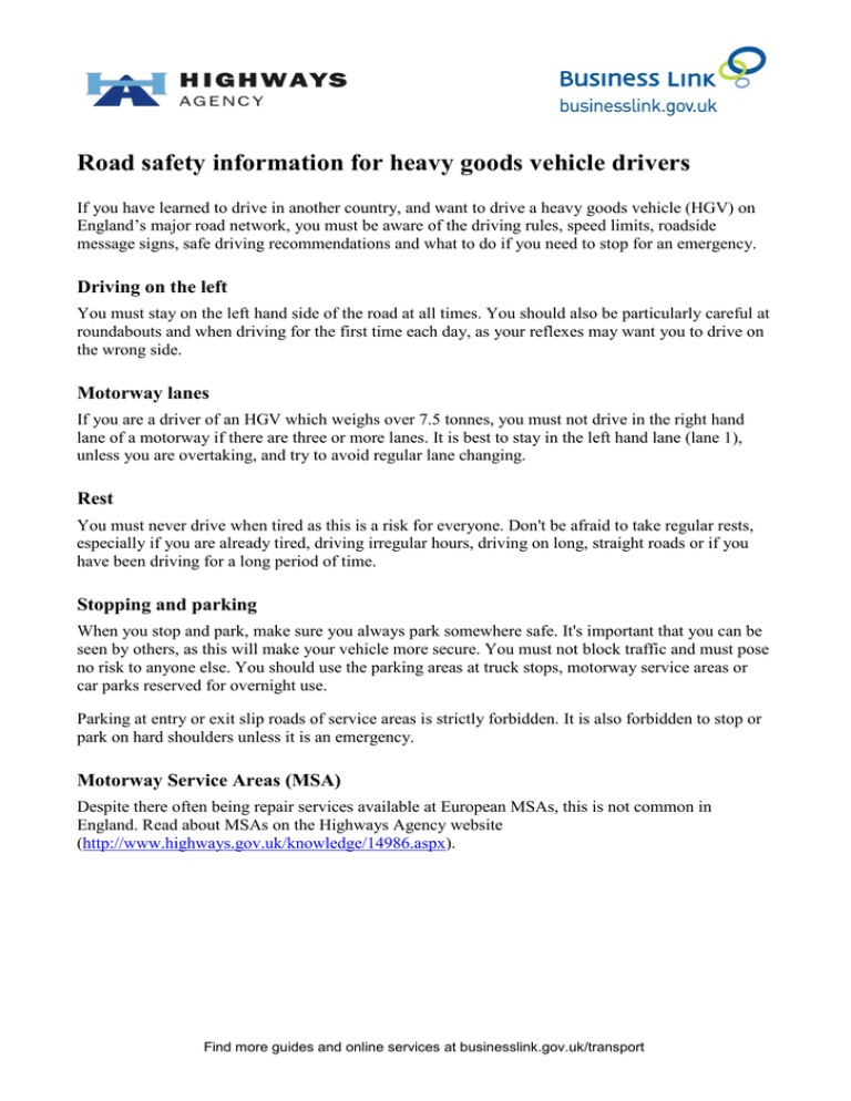 road-safety-information-for-heavy-goods-vehicle-drivers