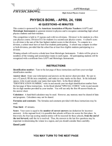 1996 AAPT/Metrologic Physics Bowl Exam
