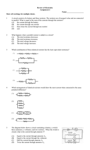 Review of Electricity Assignment 2 Name: Show all workings for