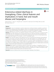 Enterovirus-related diarrhoea in Guangdong, China: clinical features