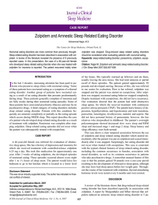 Zolpidem and Amnestic Sleep Related Eating Disorder