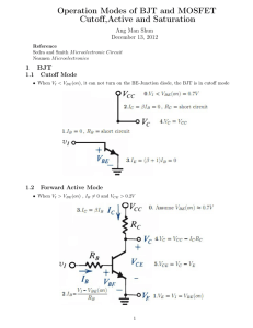 Operation Modes of BJT and MOSFET Cutoff,Active and Saturation