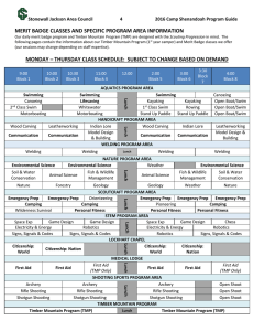 MERIT BADGE CLASSES AND SPECIFIC PROGRAM AREA