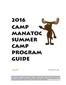2016 Camp Manatoc Program Guidebook
