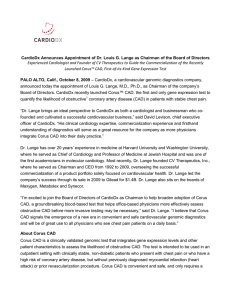 CardioDx Announces Appointment of Dr. Louis G. Lange as
