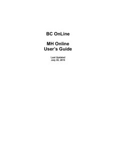 BC OnLine MH Online User`s Guide