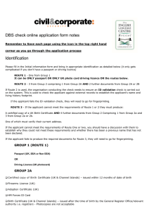 DBS check online application form notes Identification
