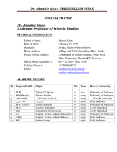 Complete CV - Abdul Wali Khan University Mardan
