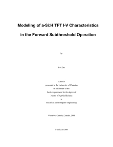 Modeling of a-Si:H TFT IV Characteristics in the Forward Subthreshold