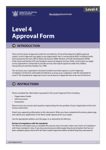 Level 4 Approval Form - Ministry of Social Development