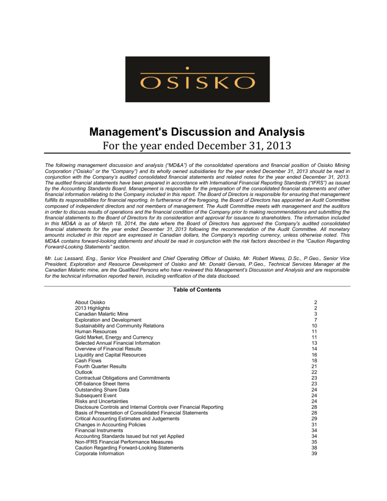 Management s Discussion And Analysis 2013