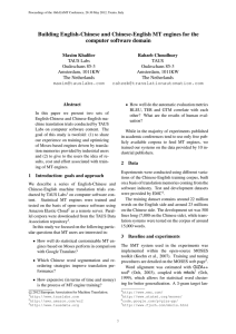 Building English-Chinese and Chinese-English MT engines