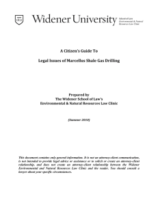 A Citizen`s Guide To Legal Issues of Marcellus Shale Gas Drilling