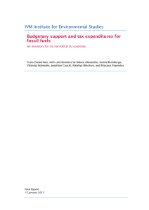 Budgetary support and tax expenditures for fossil fuels