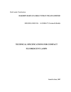 TECHNICAL SPECIFICATIONS FOR COMPACT FLUORESCENT