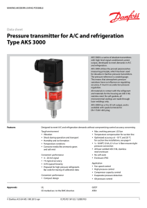 Pressure transmitter for A/C and refrigeration Type AKS 3000