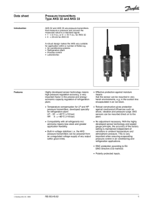 Data sheet Pressure transmitters Type AKS 32 and AKS 33