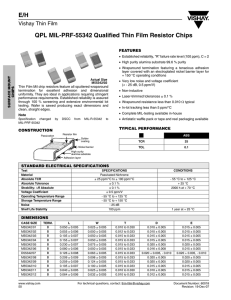 QPL MIL-PRF-55342 Qualified Thin Film Resistor