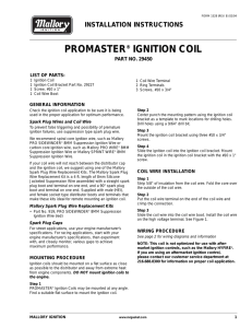 Mallory 29450 Ignition Coil Installation Instructions
