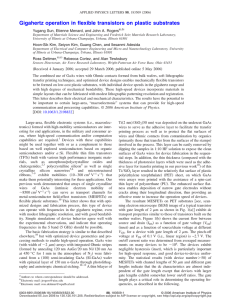 Gigahertz operation in flexible transistors on plastic substrates