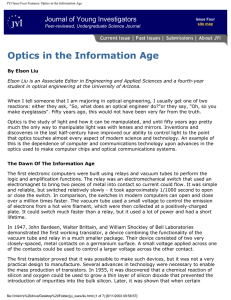 Optics in the Information Age - Journal of Young Investigators