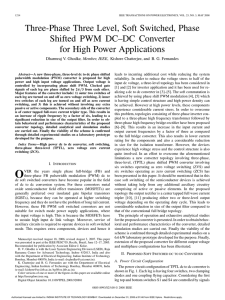 Three-Phase Three Level, Soft Switched, Phase Shifted PWM DC