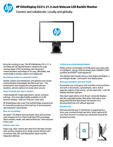 HP EliteDisplay E221c 21.5-inch Webcam LED Backlit Monitor