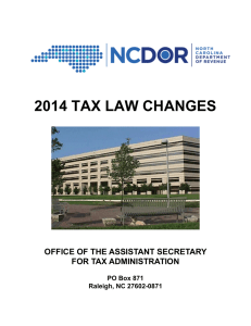 2014 tax law changes - North Carolina Department of Revenue