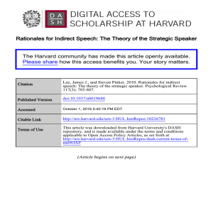 Rationales for Indirect Speech - Digital Access to Scholarship at