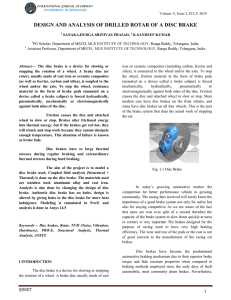 design and analysis of drilled rotar of a disc brake