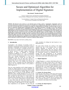 Secure and Optimized Algorithm for Implementation of Digital