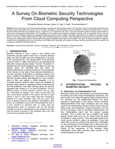 A Survey On Biometric Security Technologies From Cloud