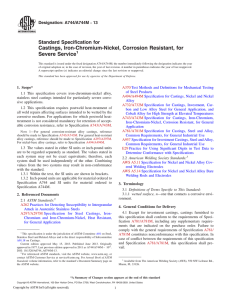 Castings, Iron-Chromium-Nickel, Corrosion Resistant, for Severe