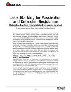 Laser Marking for Passivation and Corrosion Resistance