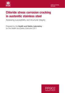 Chloride stress corrosion cracking in austenitic stainless steel