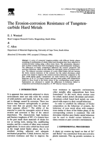 The Erosion-corrosion Resistance of Tungsten- carbide