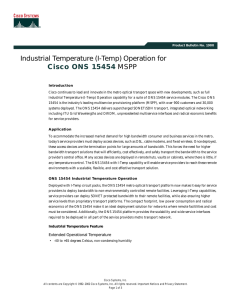 Industrial Temperature (I-Temp) Operation for Cisco ONS 15454