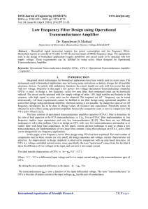 Low Frequency Filter Design using Operational Transconductance