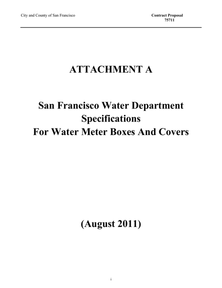 ATTACHMENT A San Francisco Water Department Specifications