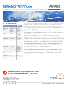 Summary of Photovoltaic Wire Requirements as Outlined in UL 4703