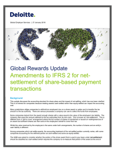 Global Rewards Update - Amendments to IFRS 2 for netsettlement
